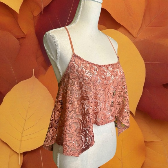 NWOT Free People Intimately ‘Best Idea’ Lace Swing Cropped Camisole in “Rose” XS - Picture 13 of 14